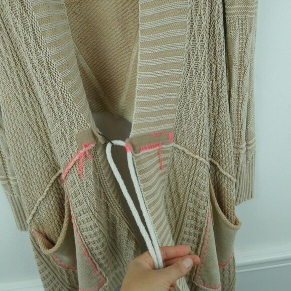 Free People XS Cardigan Chunky Knit Goblincore Fairy Grunge Boho Asymmetric - Picture 4 of 11